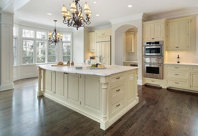 shiny laminate flooring in modern kitchen in Brentwood TN